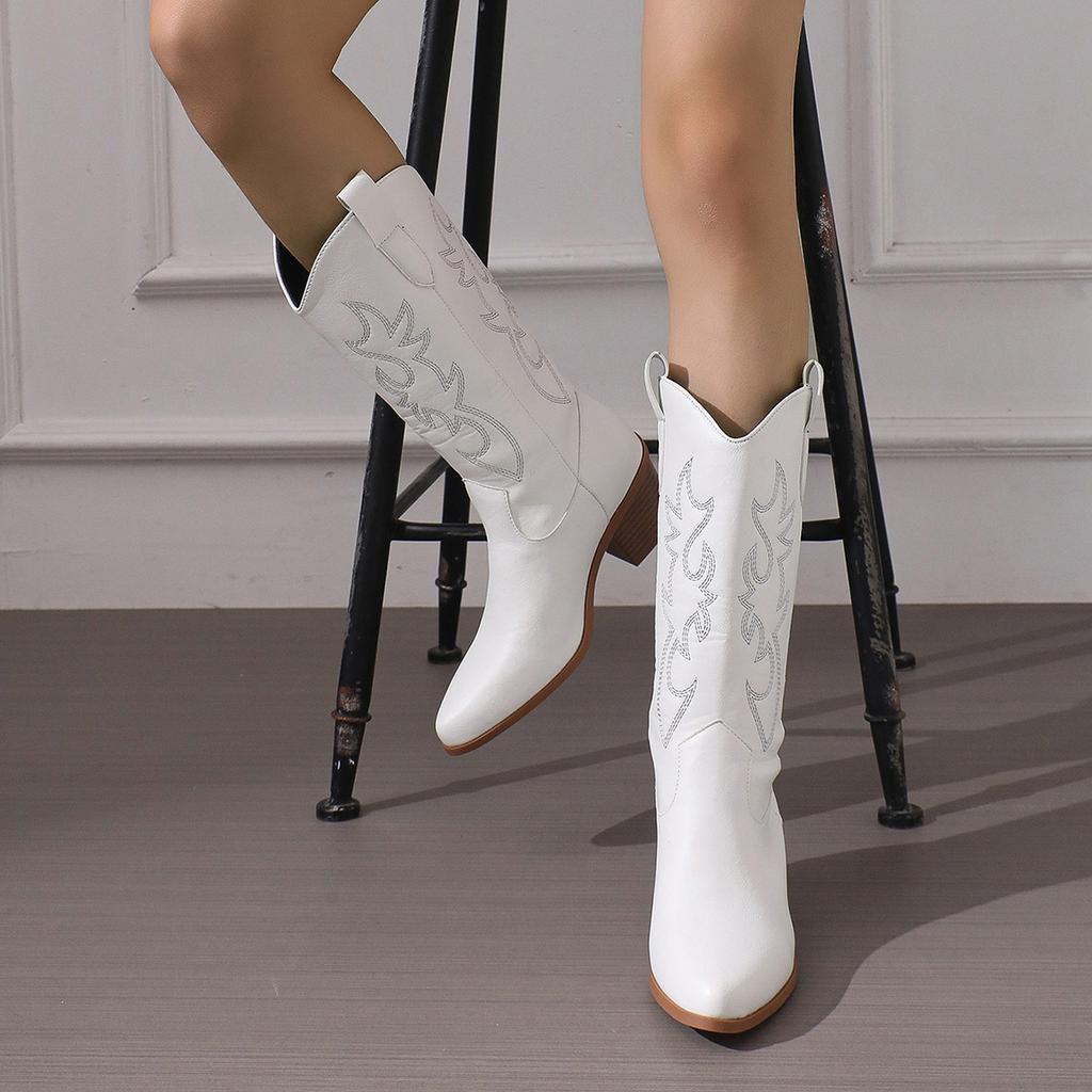 Large size thick heel pointed high boots high heel boots European and American western cowboy knight boots long boots women