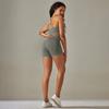 European and American Seamless Solid Color Cross Back Sports Bra Yoga Suit Running Fitness Shorts Two-piece Set