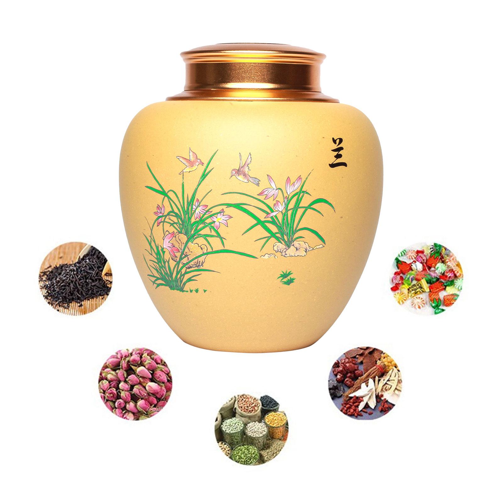 Tea Canister Oriental Multifunctional Loose Tea Tin for Spice Kitchen Coffee