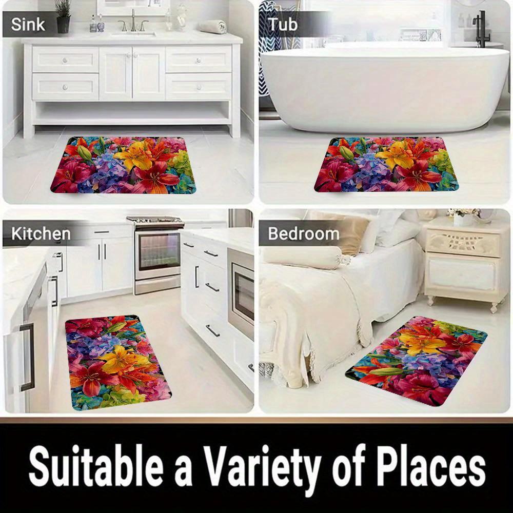Modern Watercolor Door Mat Vibrant Colorful Soft Non-Slip Washable Kitchen Rug Bedroom Living Room Entrance Home Decor Floor Mat