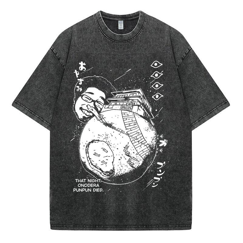 Manga Oyasumi Goodnight Punpun Tanaka Vintage Washed T-shirts Men's Women Clothing Fashion Harajuku Oversized T Shirt Streetwear