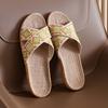 Four Seasons Linen Slippers Men's Couples Home Use Non-slip Soft Bottom Comfortable Women's Cotton and Linen Sandals Spring and Autumn Factory