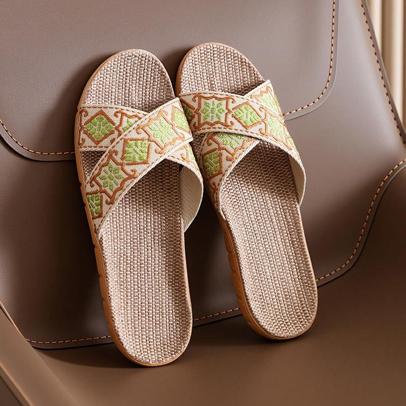 Four Seasons Linen Slippers Men's Couples Home Use Non-slip Soft Bottom Comfortable Women's Cotton and Linen Sandals Spring and Autumn Factory
