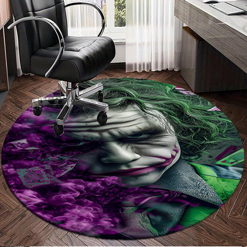1PC The clown's Fiery Rise Round Rug, Non-slip Chair Mat, Home Decor, Circle Carpet Perfect for Office, Bedroom, Living Room,Christmas gift