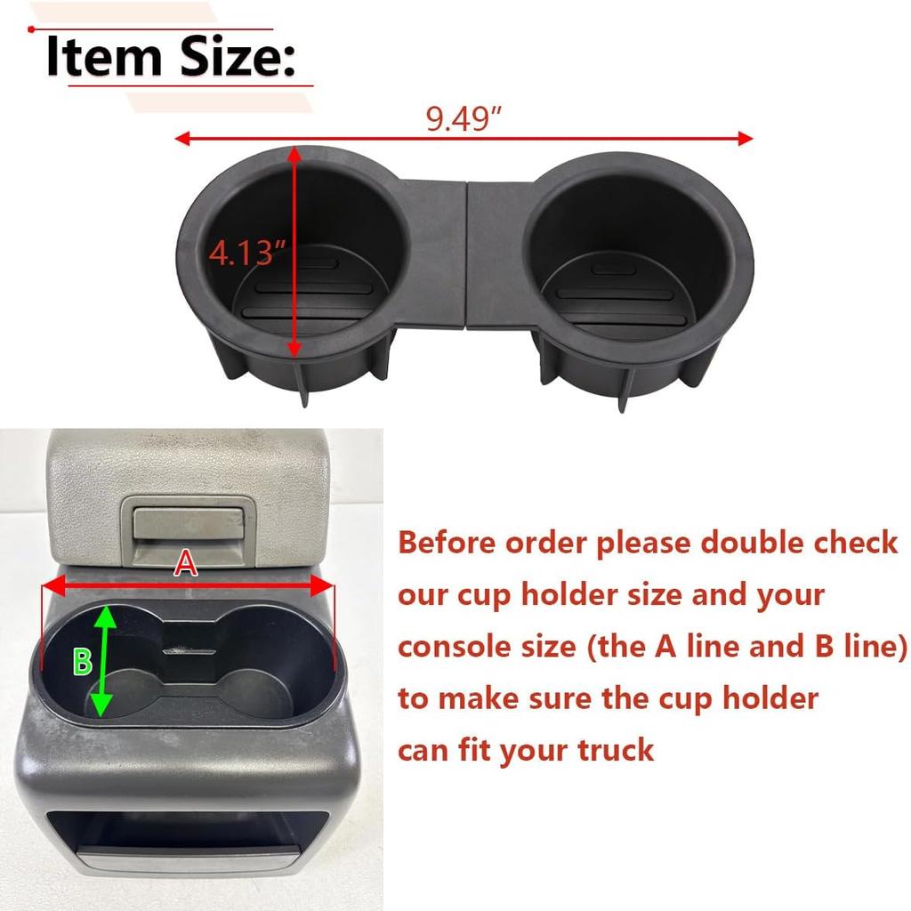RLB-HILON Cup Holder Ert Compatible With Ford F150 With Flow Through Console 2004-2008 / F150 Without Flow Through Console 2004-2014 / Expedition