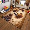 Realistic Bear Pattern Carpet with Brown and Woodland Theme Design Suitable for Use As an Anti-slip for Living Room Bedroom Sofas