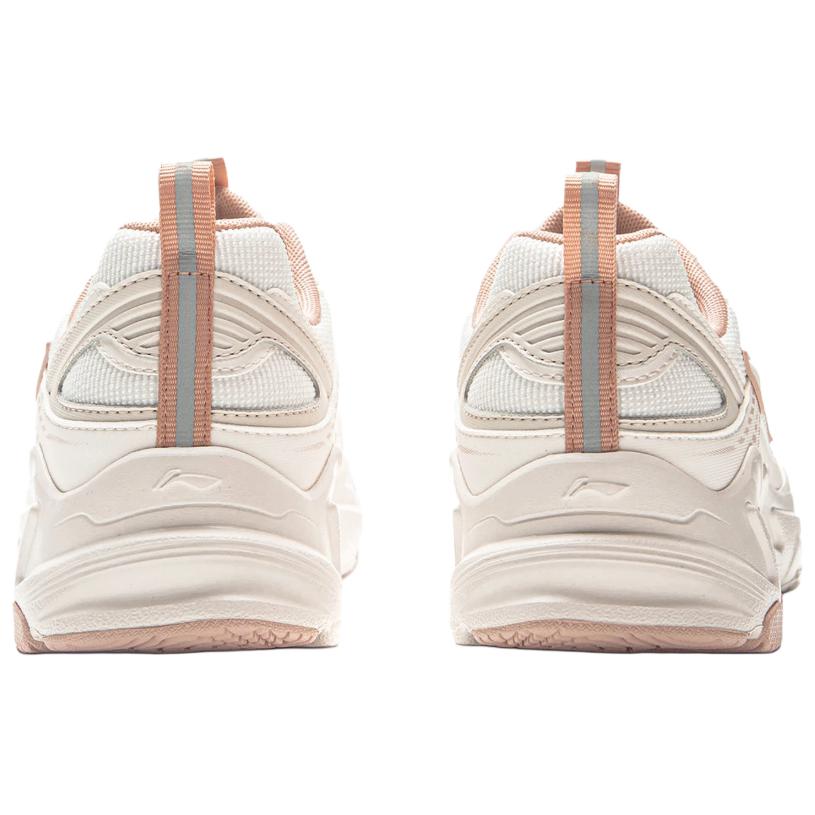 Li Ning Sports Life Collection Textile, Synthetic Leather Cushioning Low top Chunky Sneakers Women's Beige AGCV434-2