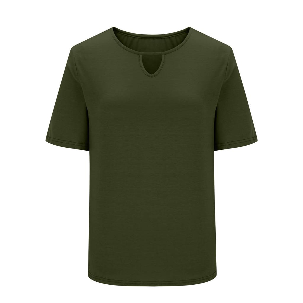 Women's Plus Size Casual Short Sleeve Top V Neck Loose Fit Solid Color T Shirt Lightweight Comfortable Soft Fabric