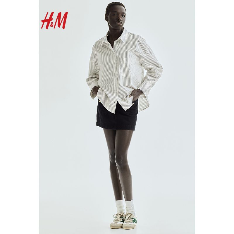 

HM Women clothes Shirts 2025 Summer New Casual Airable Shirt Lapel Loose French style Long sleeve Shirt 1229808