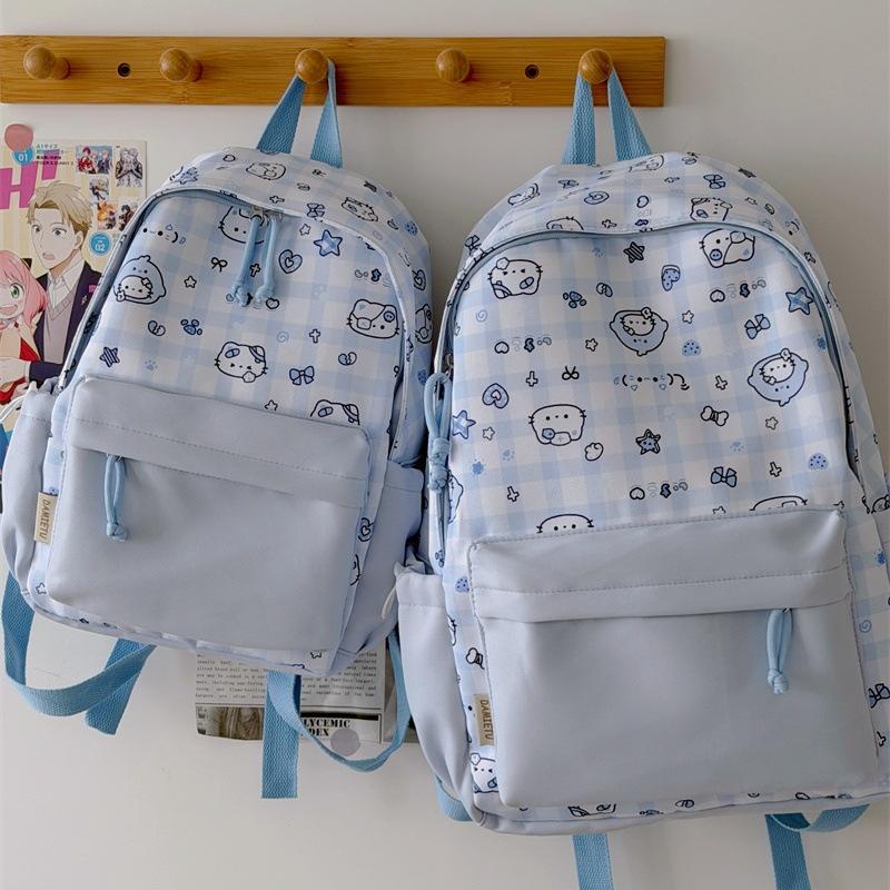 Schoolbag Korean Version Ins Cute Cartoon Cat Backpack Female Large Capacity Cute Graffiti Student Schoolbag Sweet Versatile Backpack
