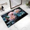 3D Visual Flower Diatom Mud Floor Rug Realistic Floral Doormat Anti-Slip Absorbent Mat for Bedroom Kitchen Bathroom Sofa Coffee Table