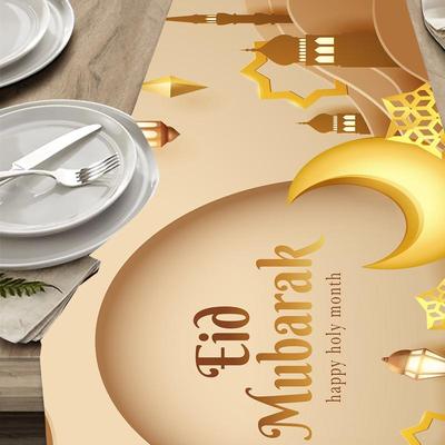 Ramadan Mond Muster Tisch Läufer Eid Mubarak Tischdecke Islamischen Muslimischen Urlaub Party Küche Esstisch Matten Dekoration