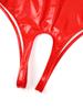 Damen-Wet-Look-Leder-Neckholder, vorne offen, ouvert, Dessous-Body, Clubwear, Nachtwäsche