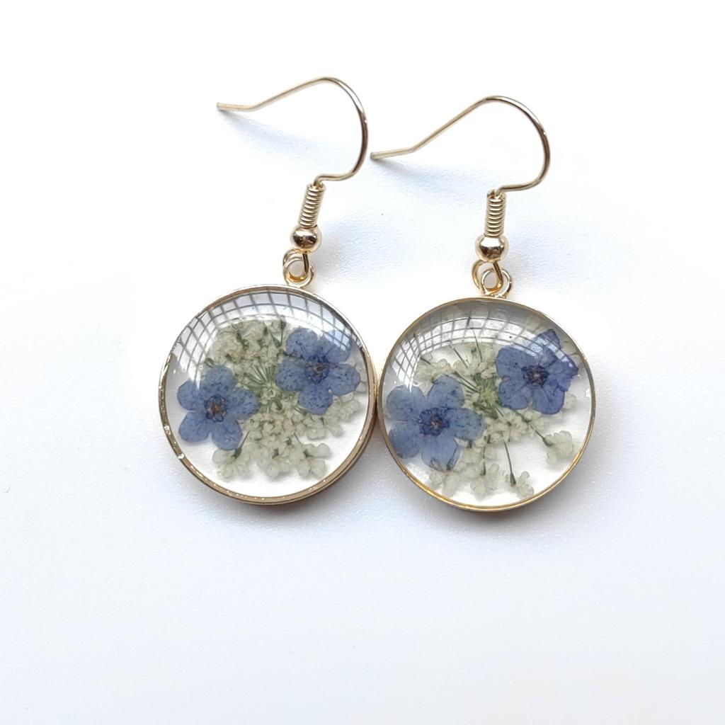 Eternal Flower Resin Dangle Earrings with Real Dried Flowers and Butterfly Star Design for Women