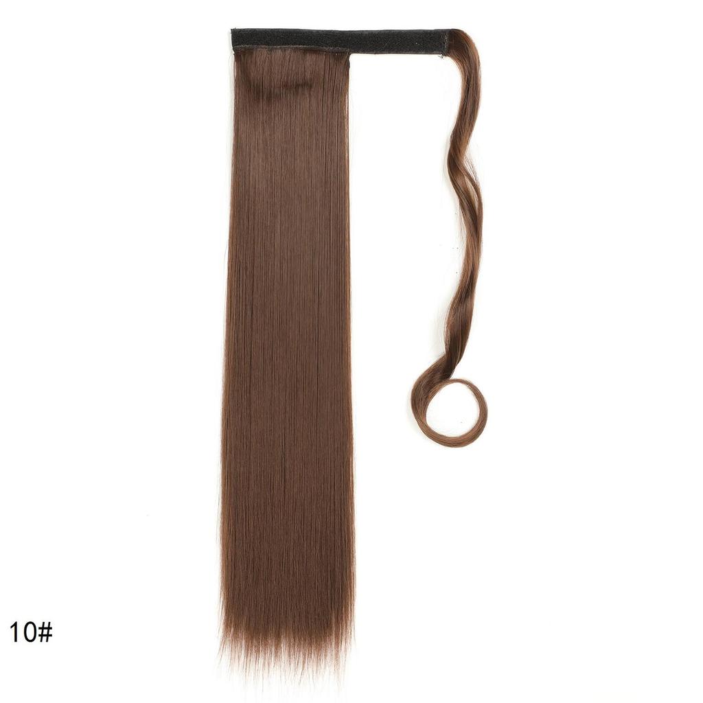 Synthetic Straight Ponytail Hair Extension With Velcro Wrap Design, 60cm Long Sleek Wrap Around Ponytail For Women Girls