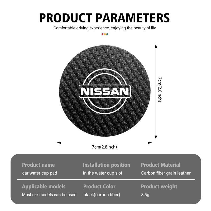 2pcs Car Drink Bottle Hoder Mat Sift-proof Protector Pad For Nissan Sentra Altima Versa Maxima Murano Note Armada Pulsar