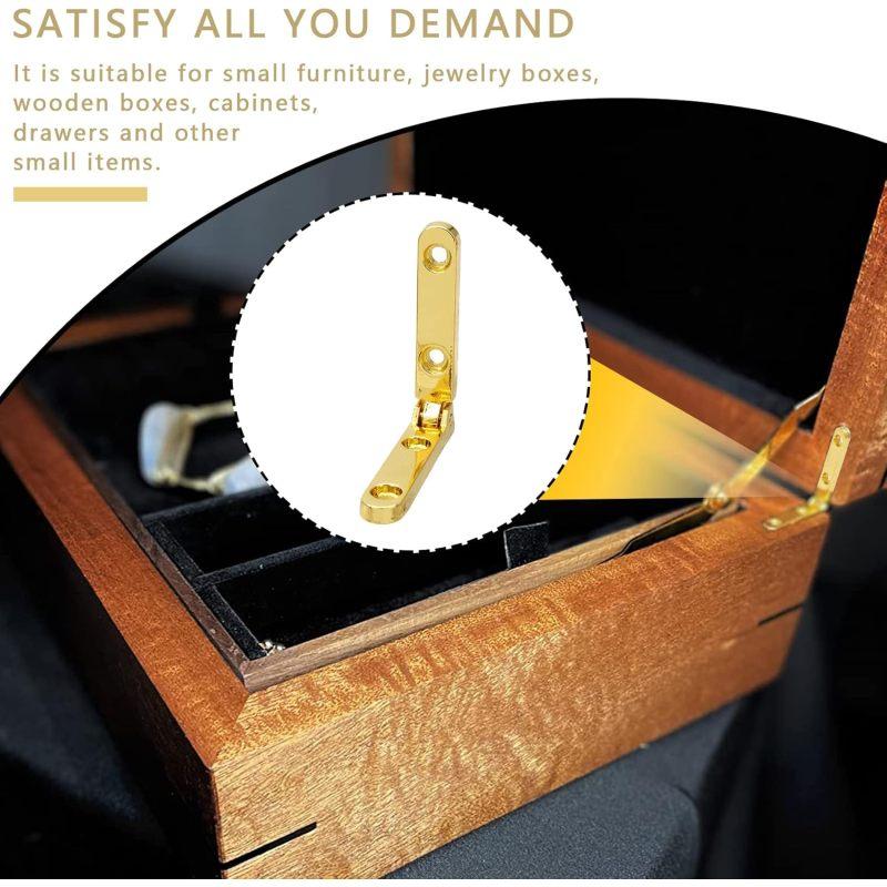 2Pcs 90 Degree Hinges 3cm, Mini Zinc Alloy Cabinet Hardware for Jewelry Box, Wooden Gift Box, DIY Crafts
