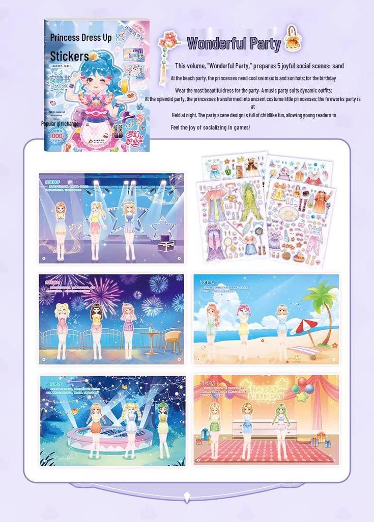 Princess Dress-Up Sticker Book for Girls Ages 2-6 - Fun Dress and Paint Attention Game