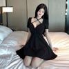 Summer  New Niche Temperament Sexy Cross-strap Short-sleeved Big Pendulum Slim-fitting and Thin Dress
