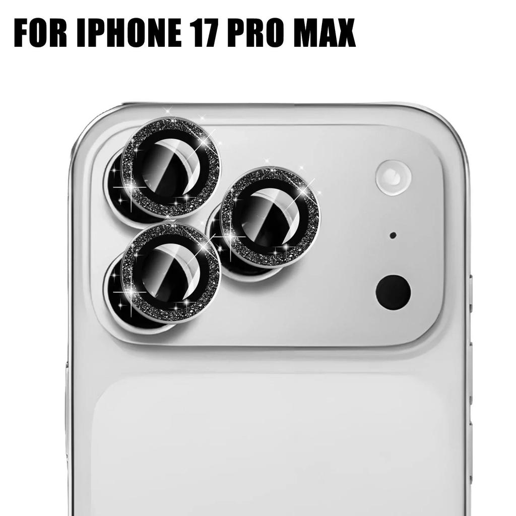 For iPhone 17 Pro Max 17Air 16 Metal Glitter Bling Lens Film HD Glass Camera Protective Cap For iPhone15 Camera Protector Ring 4