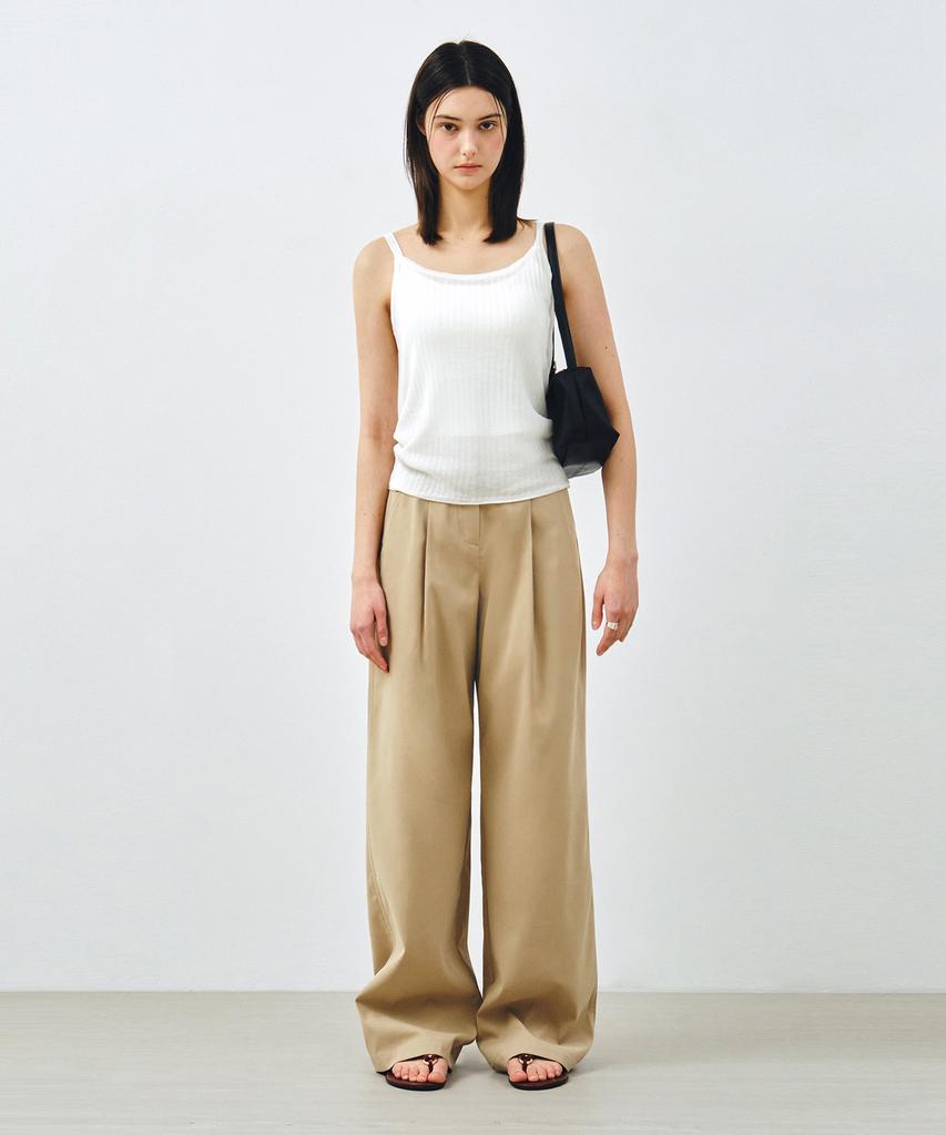 MONGDOL Essential One-Tuck Wide Pants Beige Mdpt049Beige