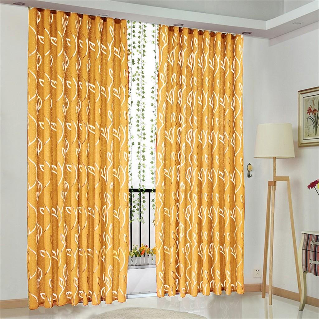 100x130cm Vines Leaves Tulle Door Window Curtain Drape Panel Sheer Scarf Valances, European Sheer Curtains For Home Decoration