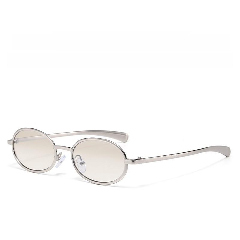 Vintage Metal Oval Sunglasses With Uv400 Protection For Fashionable Men And Women