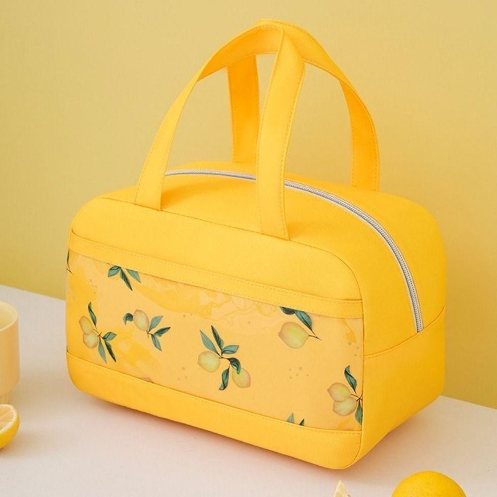 Large Capacity Fruit Printed Lunch Bag Aluminium Foil Waterproof Thermal Cooler Bag Leak-Proof with Zipper Cooler Handbag School