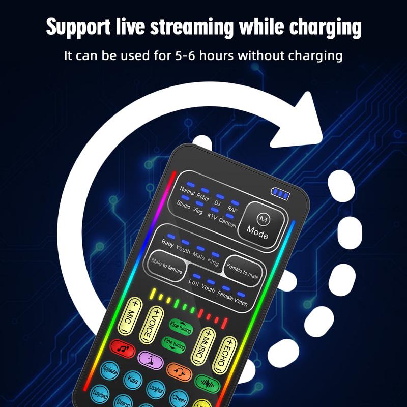 i9 Voice Changer With Earphone With Microphone Mini Sound Card Audio Effect Bluetooth-Compatible Live Sound Cards Voice Tool