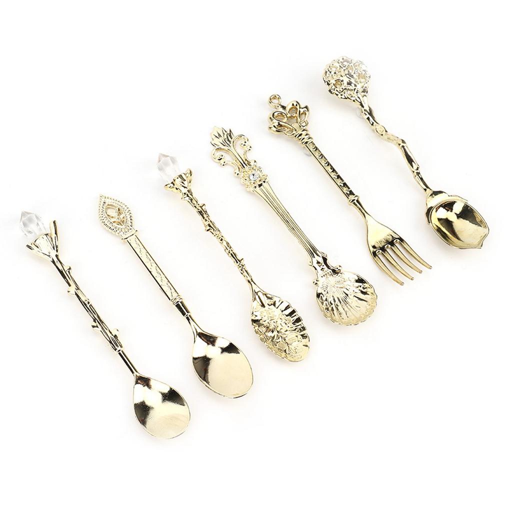 6Pcs Set Innovative Vintage Retro Zinc Alloy Spoons Fork Set Cutlery Kitchen Accessory