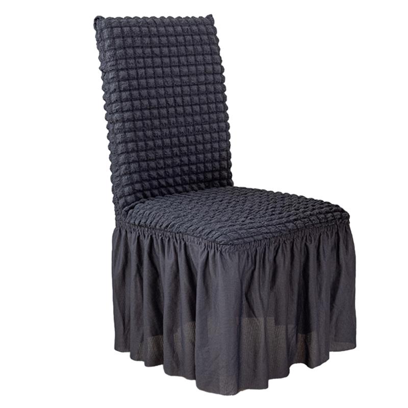 Thickened Fabric Skirt Chair Cover 3D Seersuckers Stretch Chair Slipcover for Dining Room Kitchen Banquet Home Decor