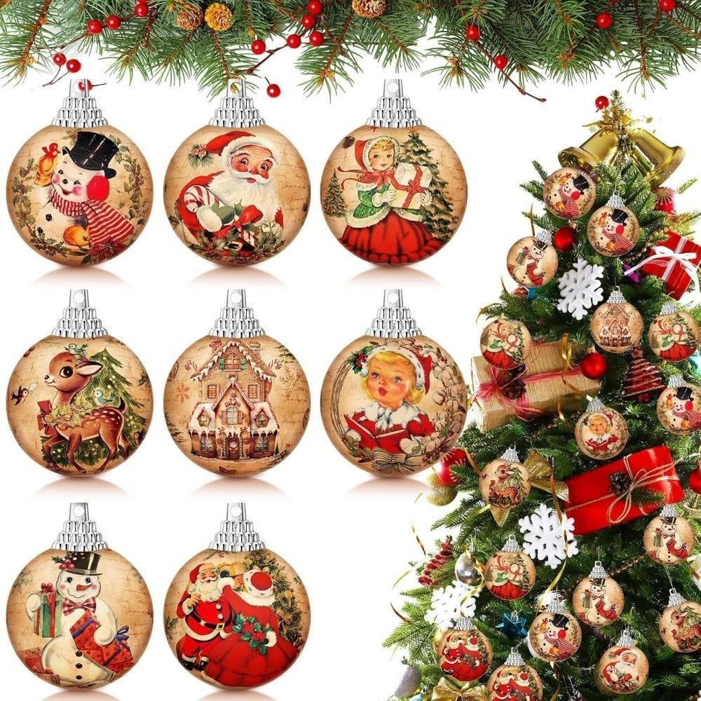Snowman Farmhouse Hanging Ball Handcrafted Xmas Tree Pendant Retro Christmas Decorations