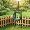 Garden Hose Holder with Spikes Decorative Scrollwork Freestanding Pointed Stakes Yard