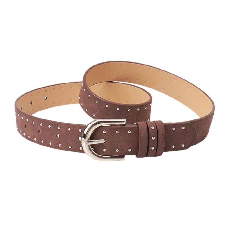 Adjustable Solid Color PU Belt For Women Jeans Waist Strap Simple Belt Fashion Stylish Studded Design