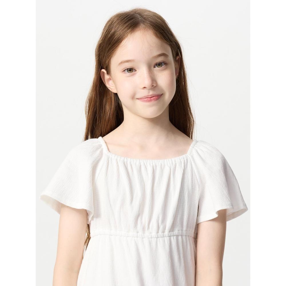 Uniqlo Japan Girls Flare Sleeve Dress Short Sleeve