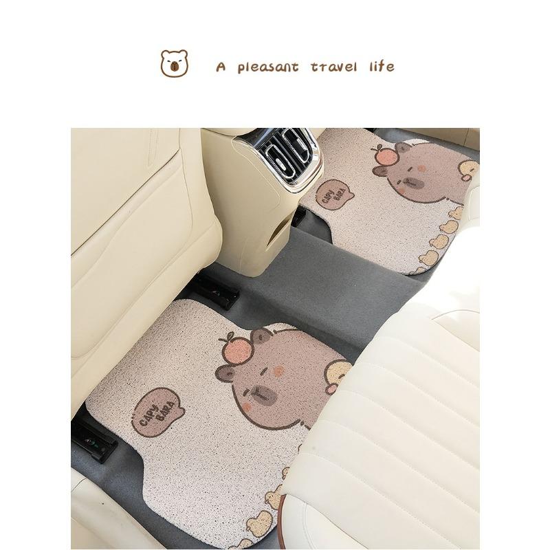 Cute Cartoon Capybara Non Slip Dirt Resistant Universal Car Silk Loop Floor Mats