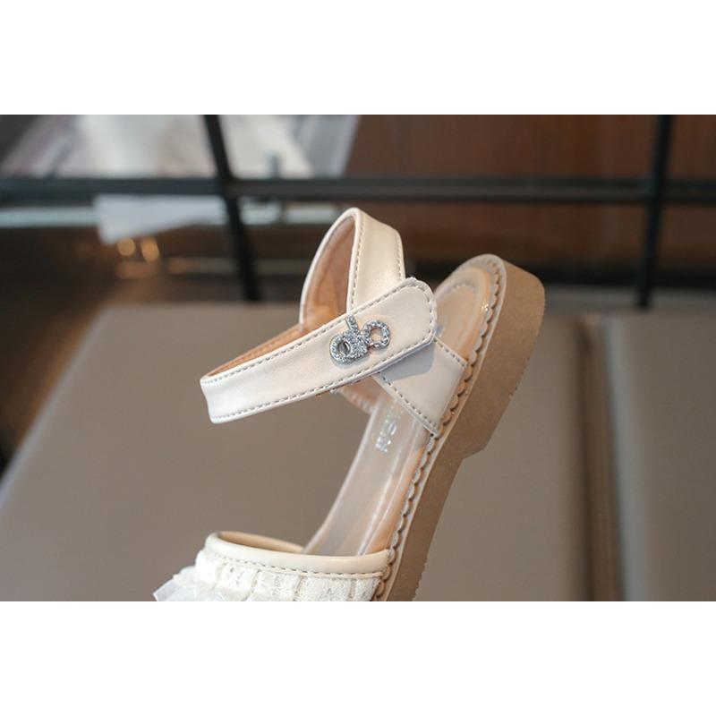 Stilvolle Mädchensandalen, Sommer Outdoor Spitze Prinzessinnen Sandalen, Weiche Sohle Rutschfeste Strandschuhe für Kleine und Große Kinder