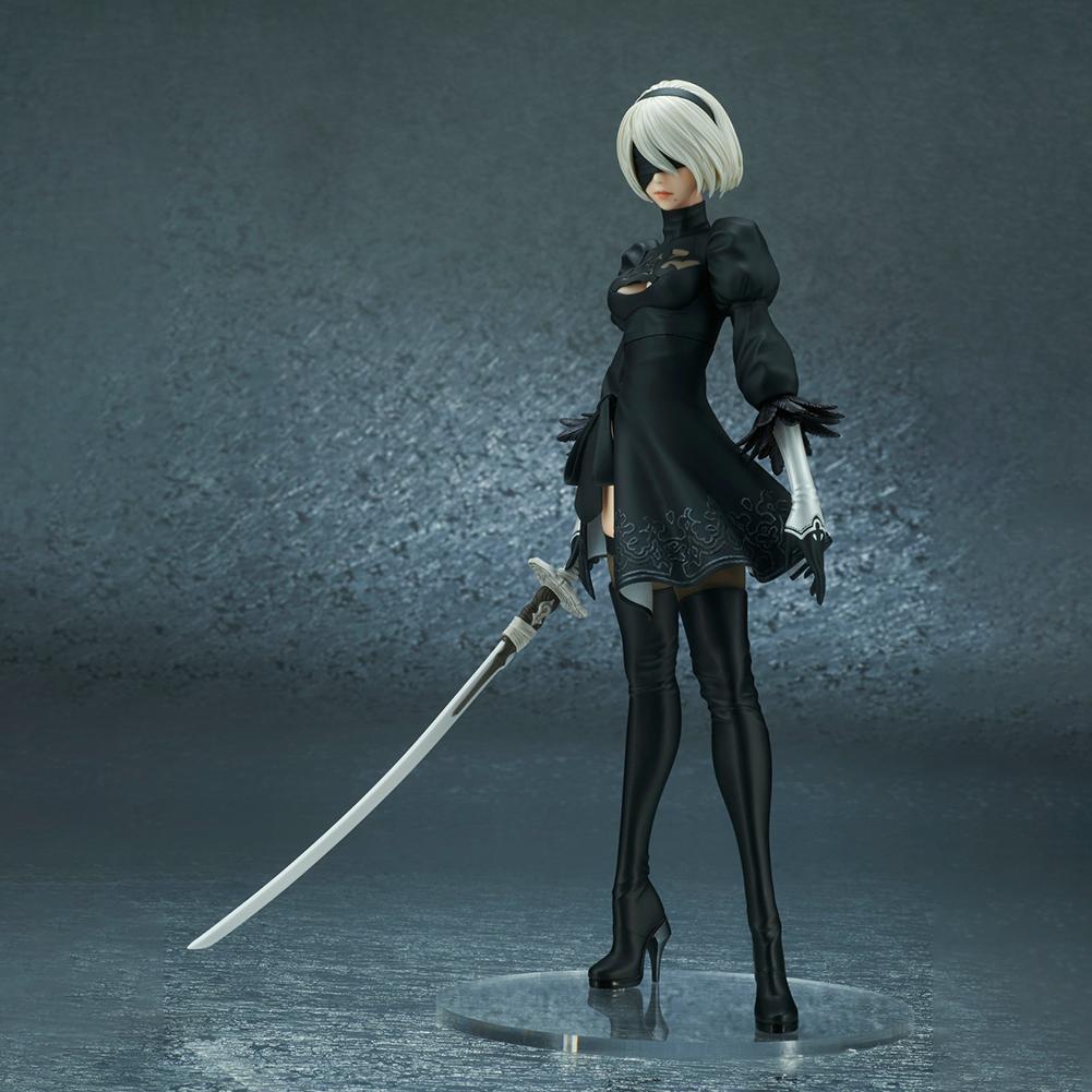 Anime Figur NieR 2B 28cm stehende Haltung Messer schwingendes Ornament sammelwürdige Modelle hübsche Schwester Action Figur Geschenke