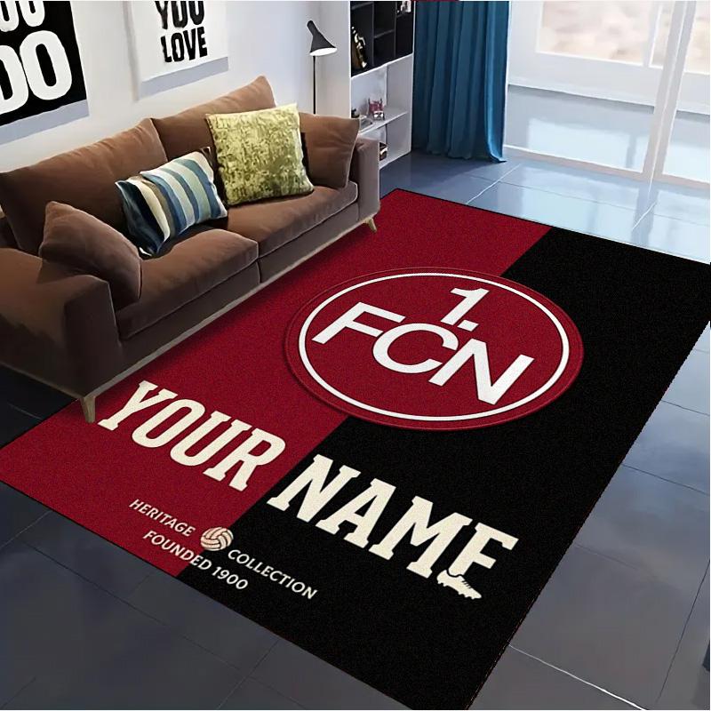 Benutzerdefinierter Teppich mit 1. FC Nürnberg Logo für Wohnzimmer, Schlafzimmer, Zuhause, Sofadekoration, rutschfeste Bodenmatte für Kinder
