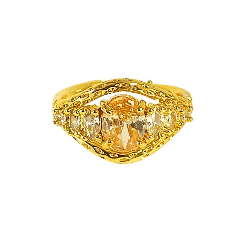 The Same Medieval Sweet Pink Zircon Super Flash Love Wing Ring Girl Heart Exquisite Niche Ring