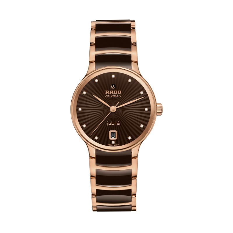 RADO Radar Kristal Serisi Otomatik Mekanik Mekanizma 50 Metre Su Geçirmez 35mm Kahverengi Kadran Paslanmaz Çelik Kasa Paslanmaz Çelik Kayış R30037732