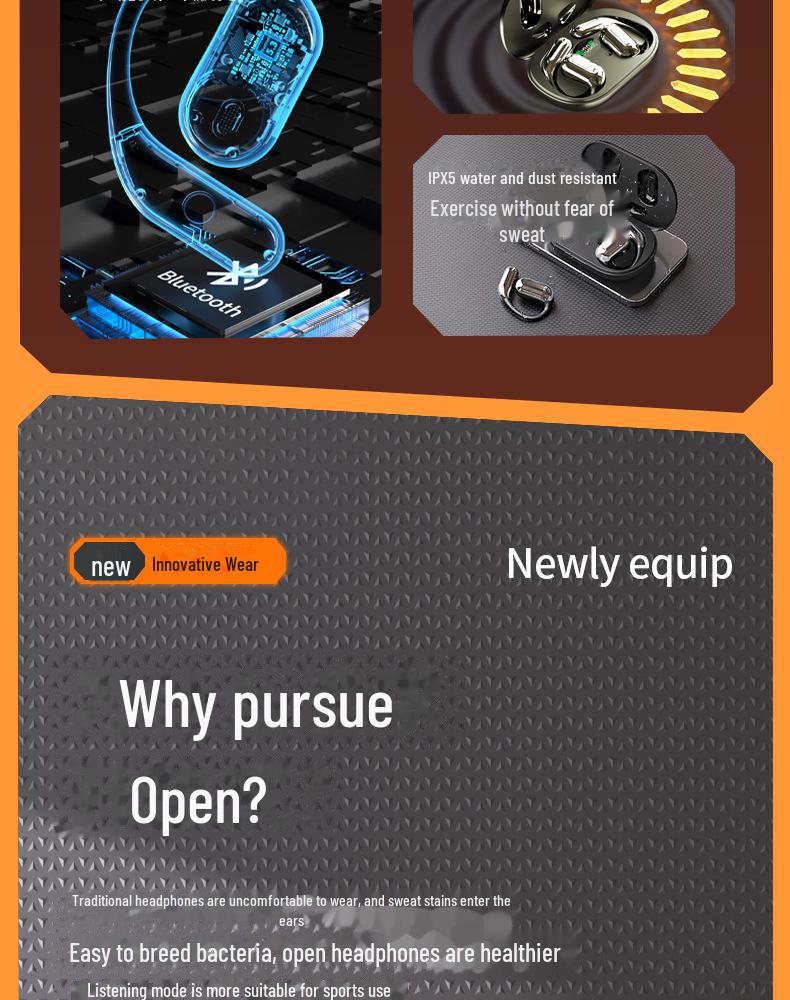 საზღვრისპირა OWS ყურსასმენი Q16 ხმაურის შემამცირებელი და ხანგრძლივი ბატარეის ხანგრძლივობით