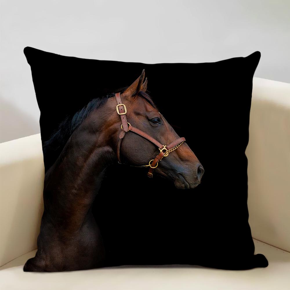 Funda de Cojín Animal Caballo Hermoso Patrón de Caballo Funda de Almohada para Sofá Decoración Artística para Sala de Estar en Casa Funda de Cojín 45x45cm Lino