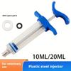 10ml Plastic Steel Injector for Veterinary Use - Blue Handles, Durable Plastic Syringe with Spare Parts, Ideal for Animal Farming and Veterinary