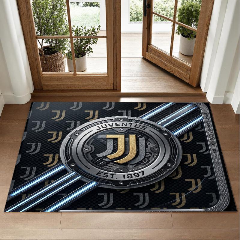 Juventus FC Design Crystal Velvet Rug Soft Decorative Mat for Bedroom Entrance
