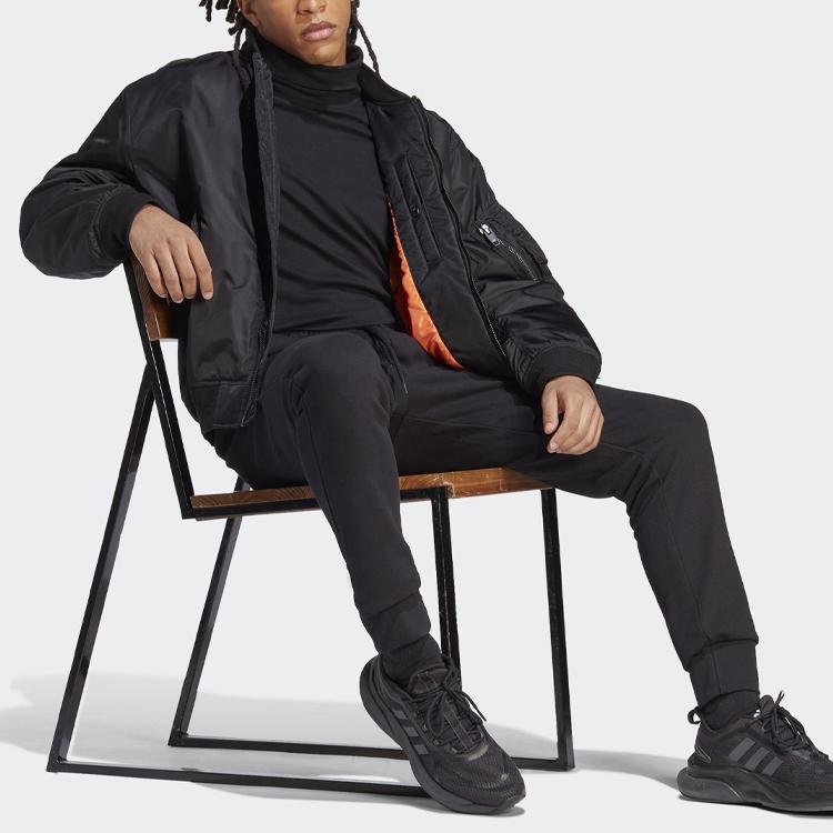 Adidas Essentials Solid Color Logo Joggers With Drawstring Cuffs Men Bottoms Black HA4347