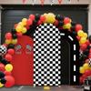6.56ft Birthday Party Decorations Black & White Arch Cover Spandex Fitted Car Racing Arch Backdrop Covers for Kid Boys Party