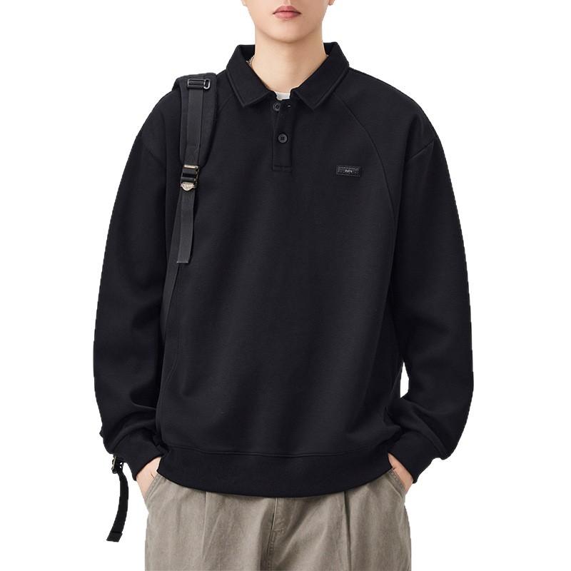 Herbst und Winter Neu Revers Poloshirt Pullover Herren Trendmarke Schlichtes Japanisches Vielseitiges Oberteil
