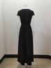 Women's V-Neck Short Sleeve High Waist Evening Gown with Ruched Slit