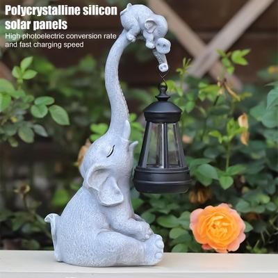 Decoração Solar de Jardim Estátuas de Elefante Lâmpada de Quintal ao Ar Livre Ornamento de Elefante para Varanda Jardim Passarela Gramado Terraço Presentes de Aniversário